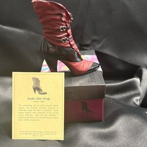 Just The Right Shoe Red and Black Heeled Boots